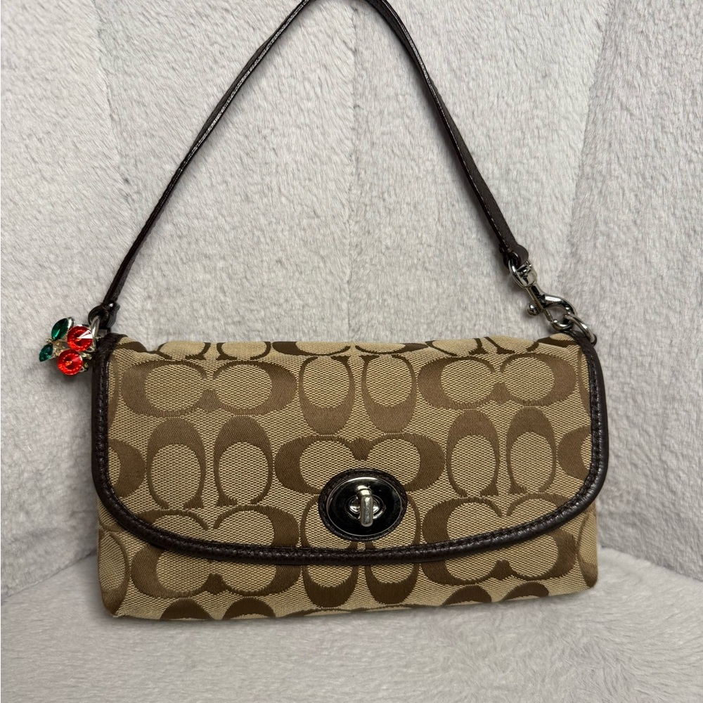 SOLD - Coach Park Signature Large Flap Wristlet/ Mini Shoulder Bag